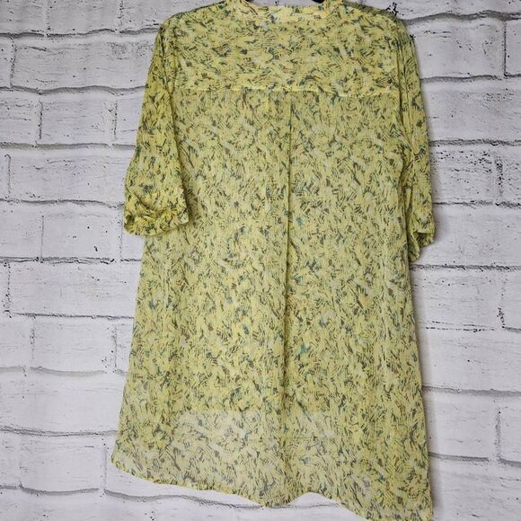 Nic + Zoe Printed Split V-Neck Hi-Low Hem Tunic Top Yellow Small - Picture 10 of 14